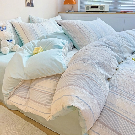 91家纺网 家纺一手货源 找家纺 （总）静家居 2024全棉磨毛加厚提花系列四件套-未来海岸