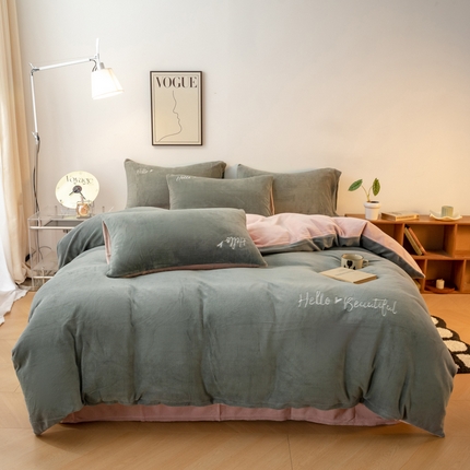 91家纺网 家纺一手货源 找家纺 （总）寐眠 2023新款牛奶绒刺绣四件套