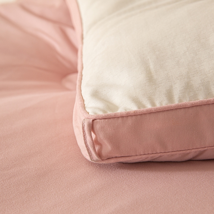 91家纺网 家纺一手货源 找家纺 荔禾家居 2023新款千鸟格提花刺绣款大豆被冬被被子被芯 樱花粉