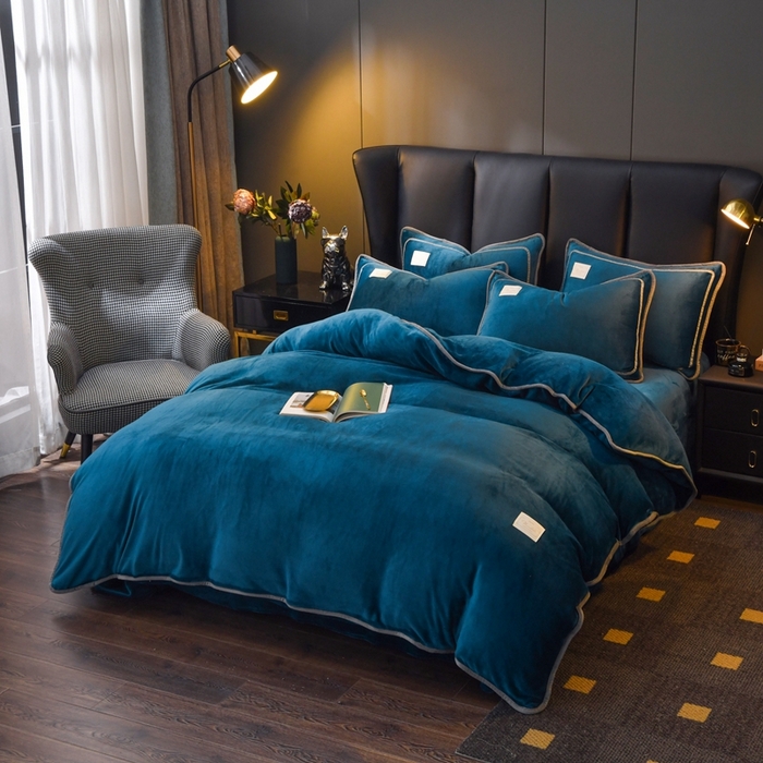 91家纺网 家纺一手货源 找家纺 （总）啊雅家居 2026新款纯色包边双面牛奶绒四件套