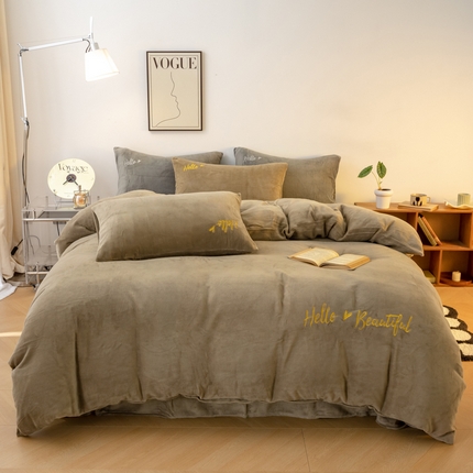 91家纺网 家纺一手货源 找家纺 （总）寐眠 2023新款牛奶绒刺绣四件套