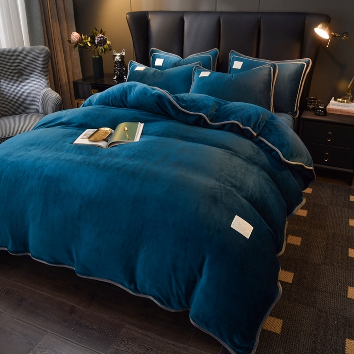 91家纺网 家纺一手货源 找家纺 （总）啊雅家居 2026新款纯色包边双面牛奶绒四件套