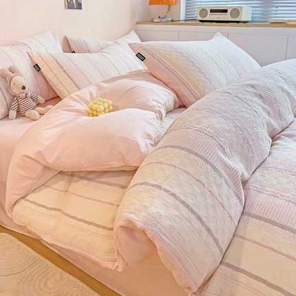 91家纺网 家纺一手货源 找家纺 （总）静家居 2024全棉磨毛加厚提花系列四件套-未来海岸