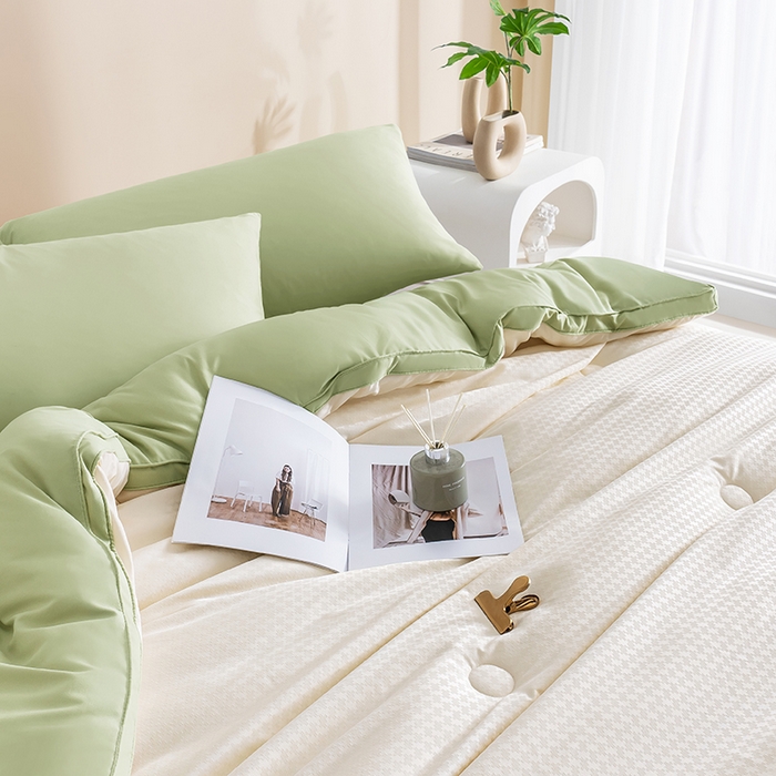 91家纺网 家纺一手货源 找家纺 荔禾家居 2023新款千鸟格提花大豆被冬被被子被芯 千鸟格-绿