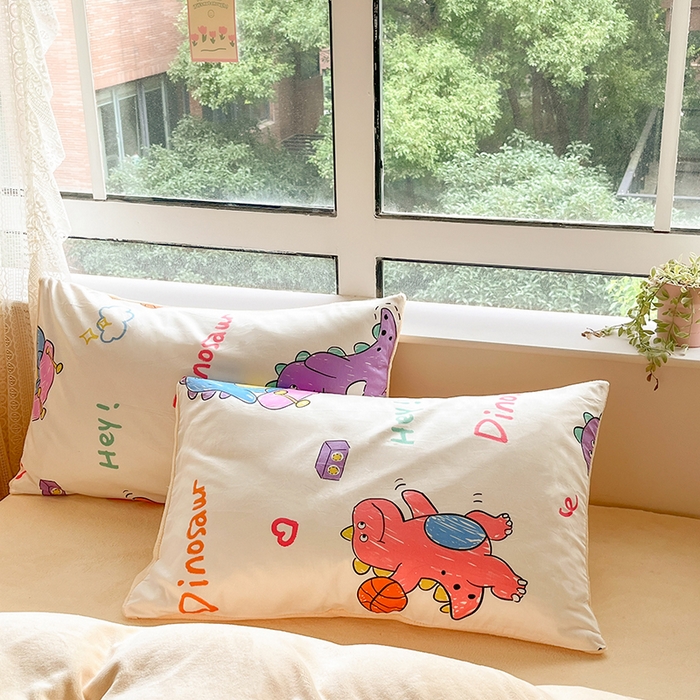 91家纺网 家纺一手货源 找家纺 麦伦家居 2023新款秋冬多功能床品全棉加牛奶绒单被套 多巴胺恐龙