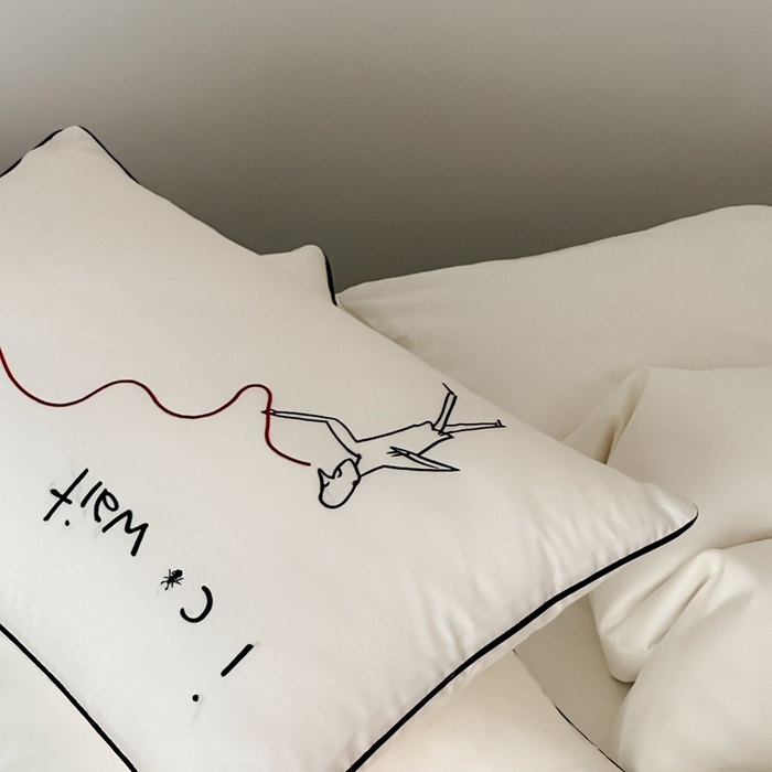 91家纺网 家纺一手货源 找家纺 时年 2023新款100支双股澳棉刺绣款四件套 遇见-白