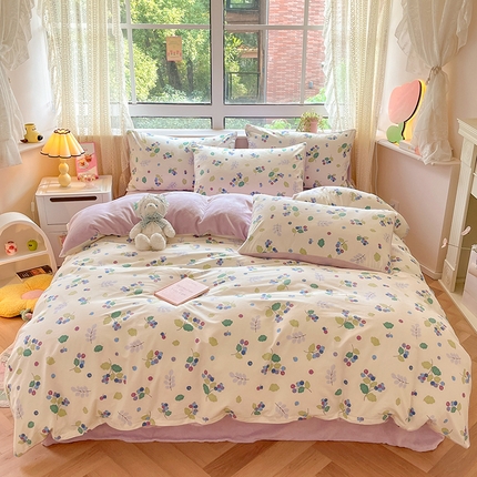 麦伦家居 2023新款秋冬多功能床品全棉加牛奶绒单被套 北野花雾