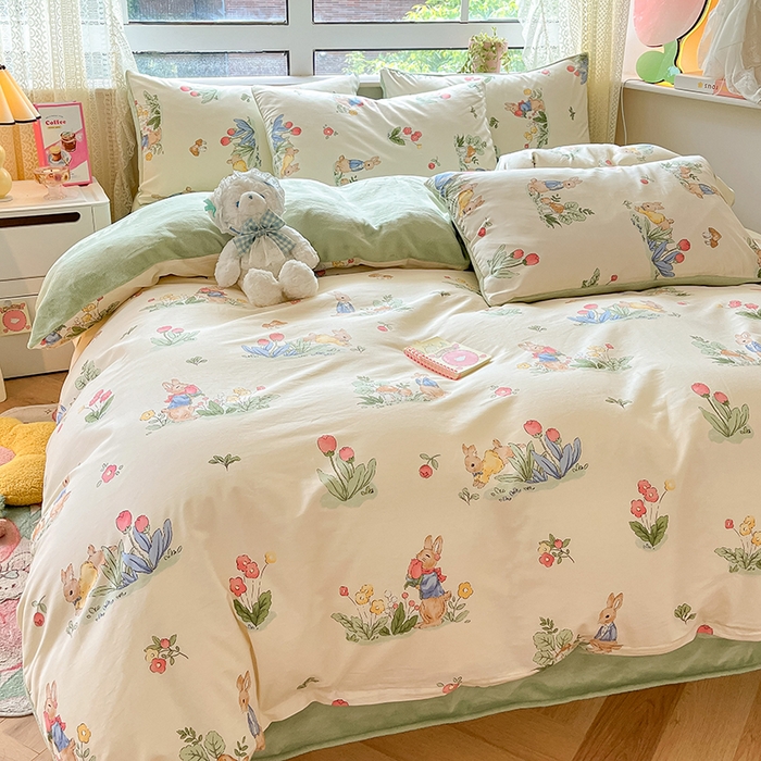 91家纺网 家纺一手货源 找家纺 麦伦家居 2023新款秋冬多功能床品全棉加牛奶绒单被套 蘑菇屋