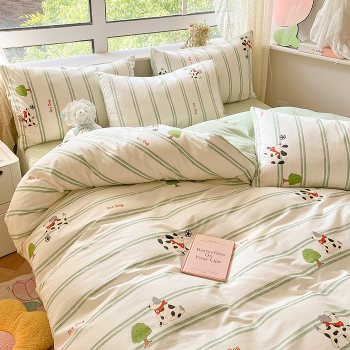 91家纺网 家纺一手货源 找家纺 麦伦家居 2023新款秋冬多功能床品全棉加牛奶绒单被套 调皮汪