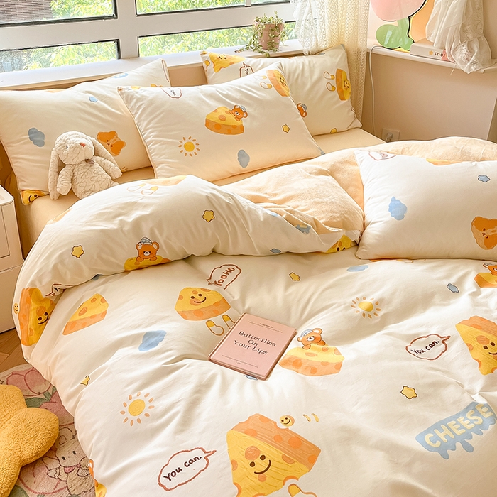 91家纺网 家纺一手货源 找家纺 麦伦家居 2023新款秋冬多功能床品全棉加牛奶绒单被套 芝士奶酪