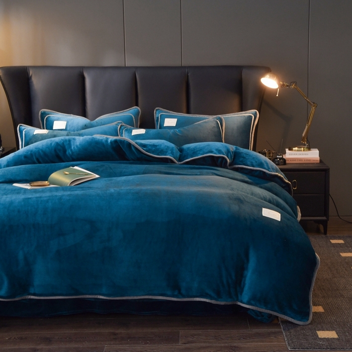 91家纺网 家纺一手货源 找家纺 （总）啊雅家居 2026新款纯色包边双面牛奶绒四件套