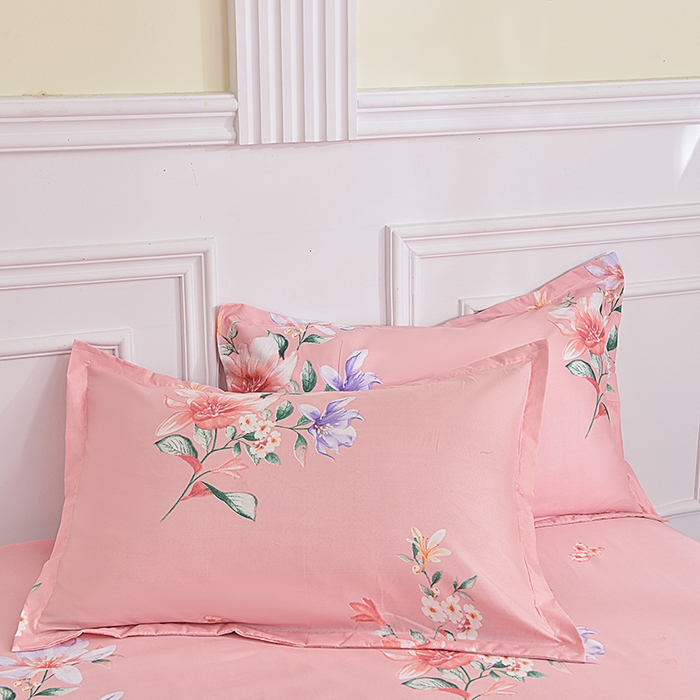 91家纺网 家纺一手货源 找家纺 小雨家纺 2026新款芦荟棉单件床裙及床裙三件套-第二批 花间彩云-粉