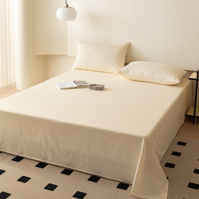 91家纺网 家纺一手货源 找家纺 怡家居 2023新款全棉100支磨毛纯色单品床单 奶昔白