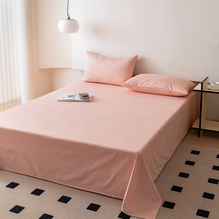 91家纺网 家纺一手货源 找家纺 怡家居 2023新款全棉100支磨毛纯色单品床单 茱萸粉