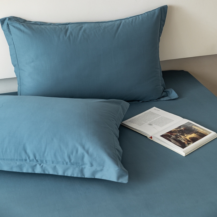 91家纺网 家纺一手货源 找家纺 怡家居 2023新款全棉100支磨毛纯色单品枕套 宾利蓝