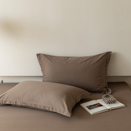 怡家居 2023新款全棉100支磨毛纯色单品枕套 高级咖