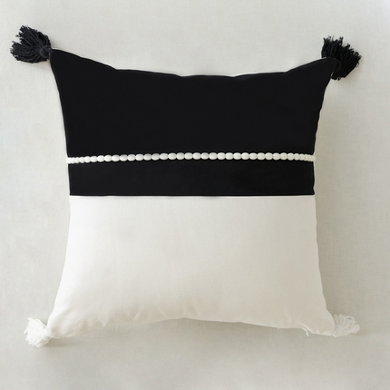 美茉家居 2023新款黑白流苏簇绒抱枕 罗店