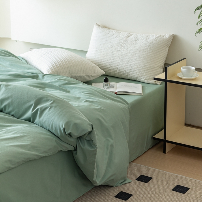 91家纺网 家纺一手货源 找家纺 怡家居 2023新款全棉100支磨毛纯色单品被套 果果绿