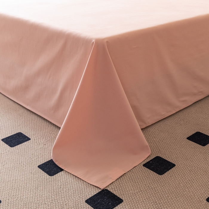 91家纺网 家纺一手货源 找家纺 怡家居 2023新款全棉100支磨毛纯色单品床单 茱萸粉