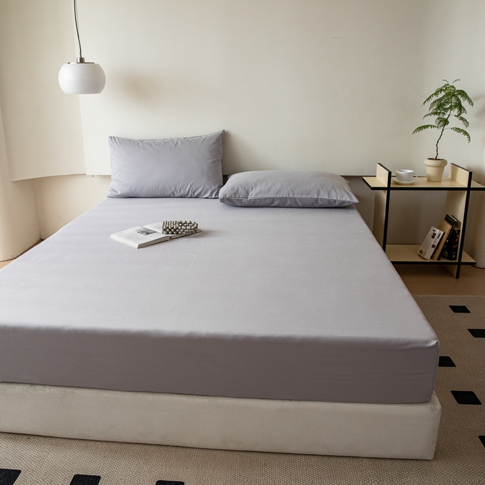 91家纺网 家纺一手货源 找家纺 怡家居 2023新款全棉100支磨毛纯色单品床笠 雅士灰