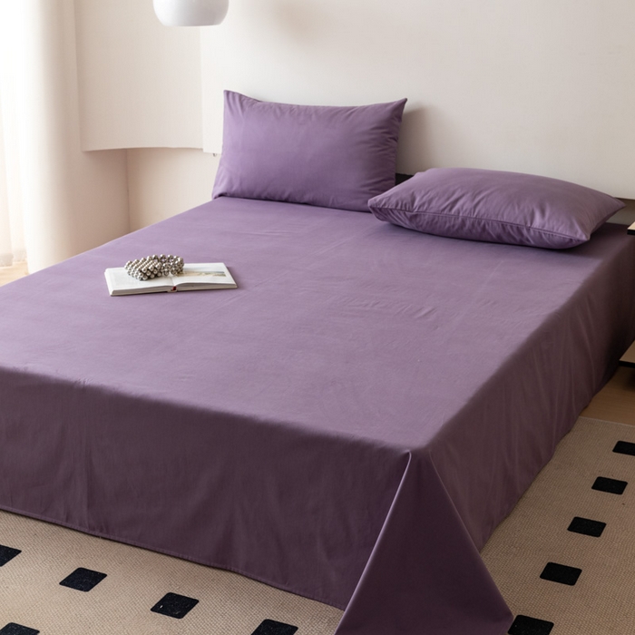 91家纺网 家纺一手货源 找家纺 怡家居 2023新款全棉100支磨毛纯色单品床单 神秘紫