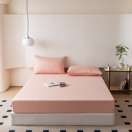 怡家居 2023新款全棉100支磨毛纯色单品床笠 茱萸粉