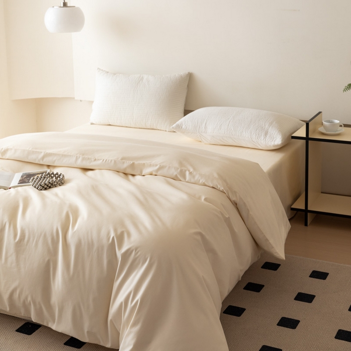 91家纺网 家纺一手货源 找家纺 怡家居 2023新款全棉100支磨毛纯色单品被套 奶昔白