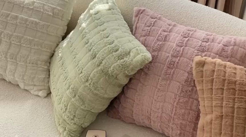 91家纺网 家纺一手货源 找家纺 （总）美茉家居 2023新款獭兔毛方垫