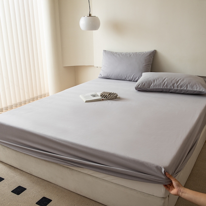 91家纺网 家纺一手货源 找家纺 怡家居 2023新款全棉100支磨毛纯色单品床笠 雅士灰