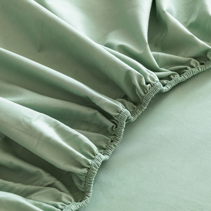 91家纺网 家纺一手货源 找家纺 怡家居 2023新款全棉100支磨毛纯色单品床笠 果果绿