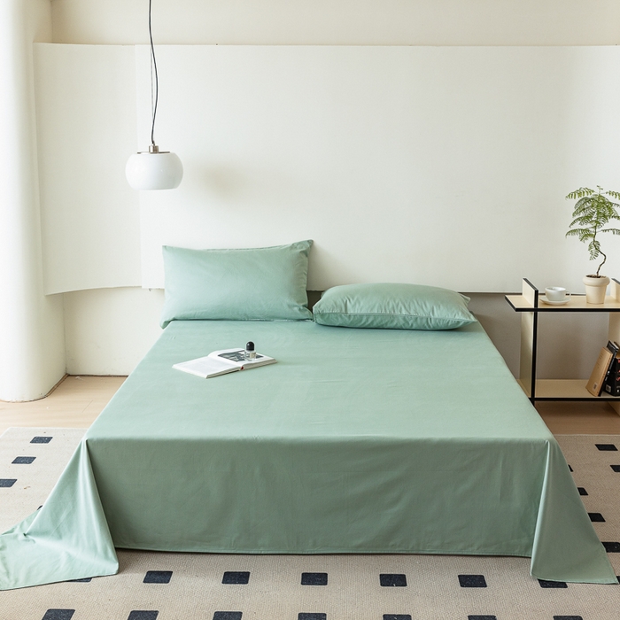 91家纺网 家纺一手货源 找家纺 怡家居 2023新款全棉100支磨毛纯色单品床单 果果绿