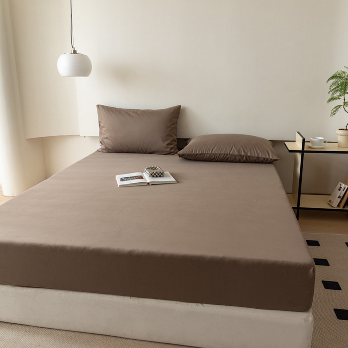 91家纺网 家纺一手货源 找家纺 怡家居 2023新款全棉100支磨毛纯色单品床笠 高级咖