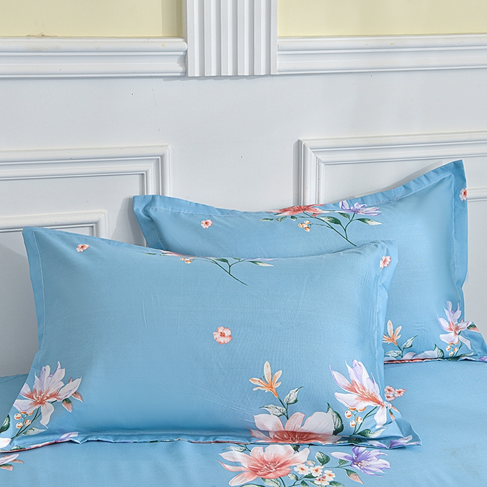 91家纺网 家纺一手货源 找家纺 小雨家纺 2026新款芦荟棉单件床裙及床裙三件套-第二批 花间彩云-蓝