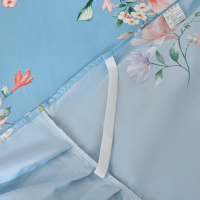 91家纺网 家纺一手货源 找家纺 小雨家纺 2026新款芦荟棉单件床裙及床裙三件套-第二批 花间彩云-蓝