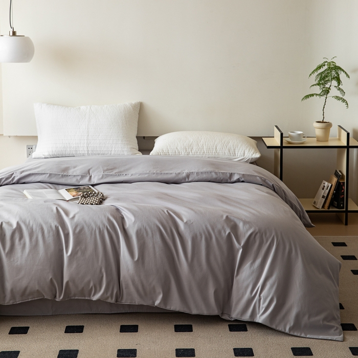 91家纺网 家纺一手货源 找家纺 怡家居 2023新款全棉100支磨毛纯色单品被套 雅士灰