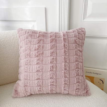 美茉家居 2023新款獭兔毛方垫 粉紫色