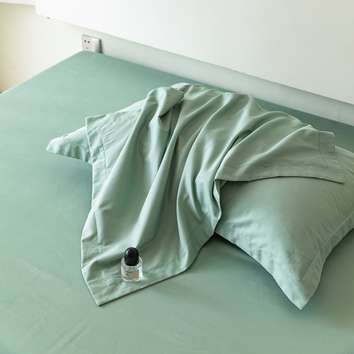 91家纺网 家纺一手货源 找家纺 怡家居 2023新款全棉100支磨毛纯色单品枕套 果果绿