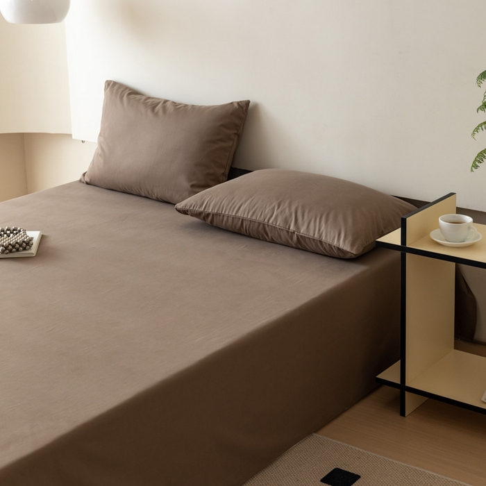 91家纺网 家纺一手货源 找家纺 怡家居 2023新款全棉100支磨毛纯色单品床单 高级咖