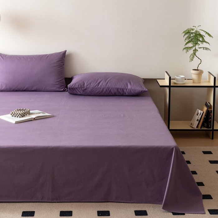 91家纺网 家纺一手货源 找家纺 怡家居 2023新款全棉100支磨毛纯色单品床单 神秘紫
