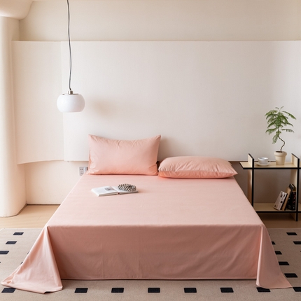怡家居 2023新款全棉100支磨毛纯色单品床单 茱萸粉