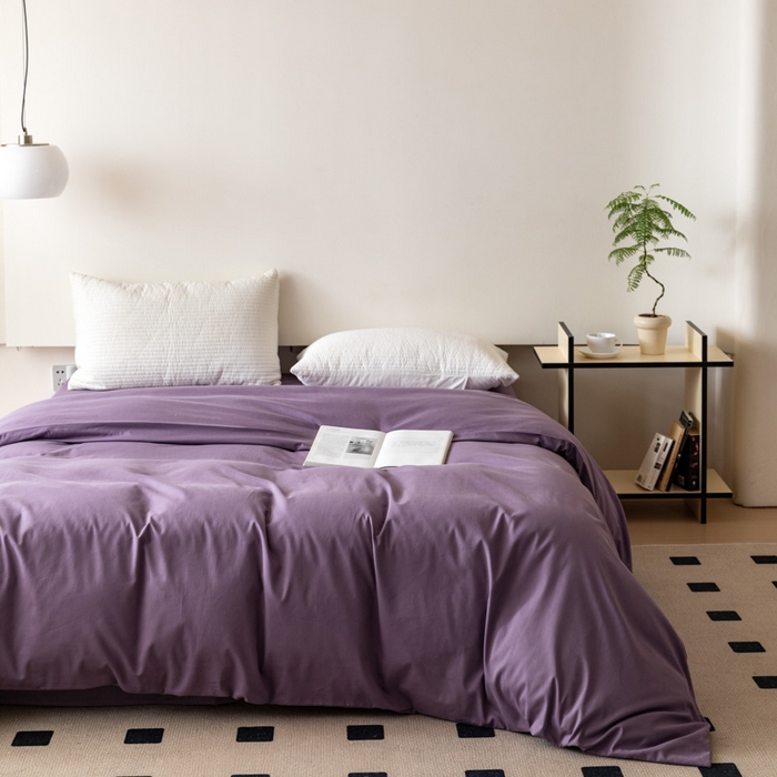 91家纺网 家纺一手货源 找家纺 怡家居 2023新款全棉100支磨毛纯色单品被套 神秘紫