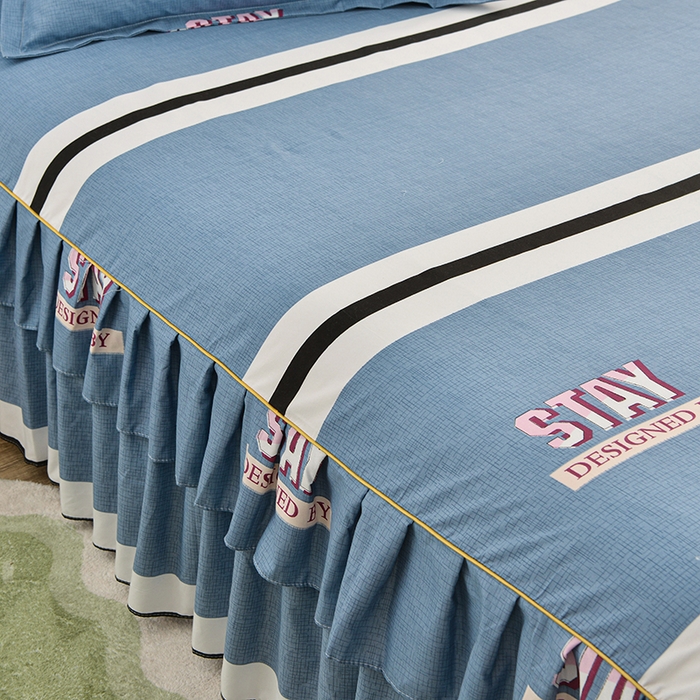 91家纺网 家纺一手货源 找家纺 小雨家纺 2026新款芦荟棉单件床裙及床裙三件套-第二批 简单时光