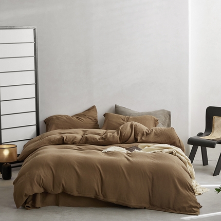 91家纺网 家纺一手货源 找家纺 （总）山舍家居 2023新款美拉德色系双层纱四件套