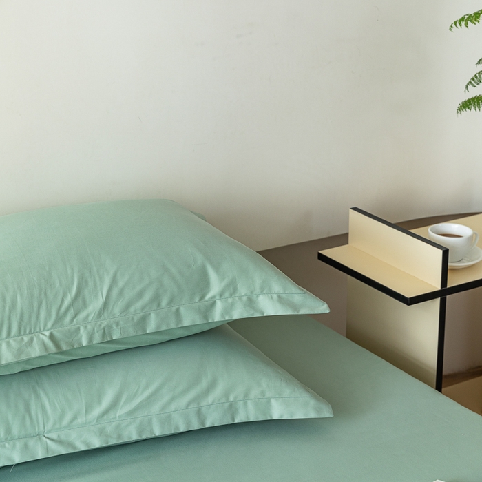 91家纺网 家纺一手货源 找家纺 怡家居 2023新款全棉100支磨毛纯色单品枕套 果果绿