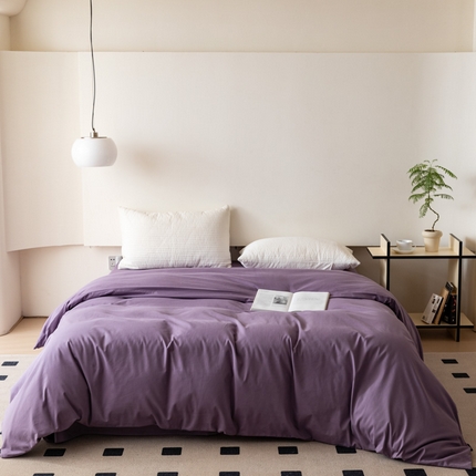 怡家居 2023新款全棉100支磨毛纯色单品被套 神秘紫