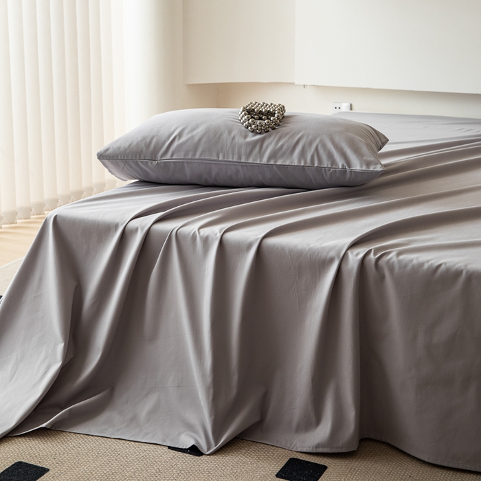 91家纺网 家纺一手货源 找家纺 怡家居 2023新款全棉100支磨毛纯色单品床单 雅士灰