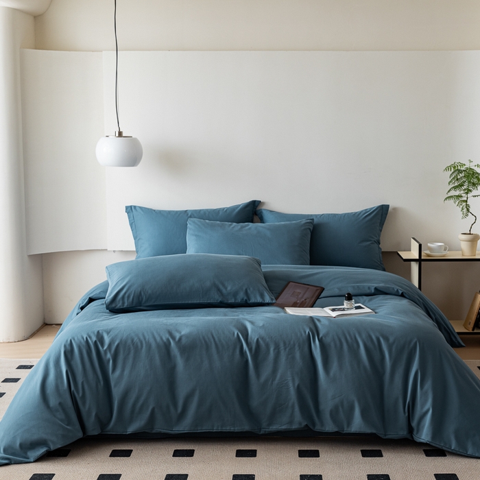 91家纺网 家纺一手货源 找家纺 （总）怡家居 2023新款全棉100支磨毛纯色四件套