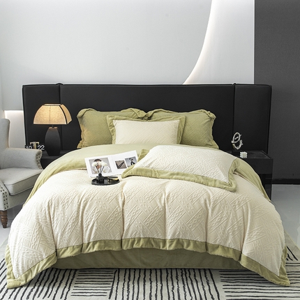 91家纺网 家纺一手货源 找家纺 （总）懒猫家纺 2024新款烂花牛奶绒四件套