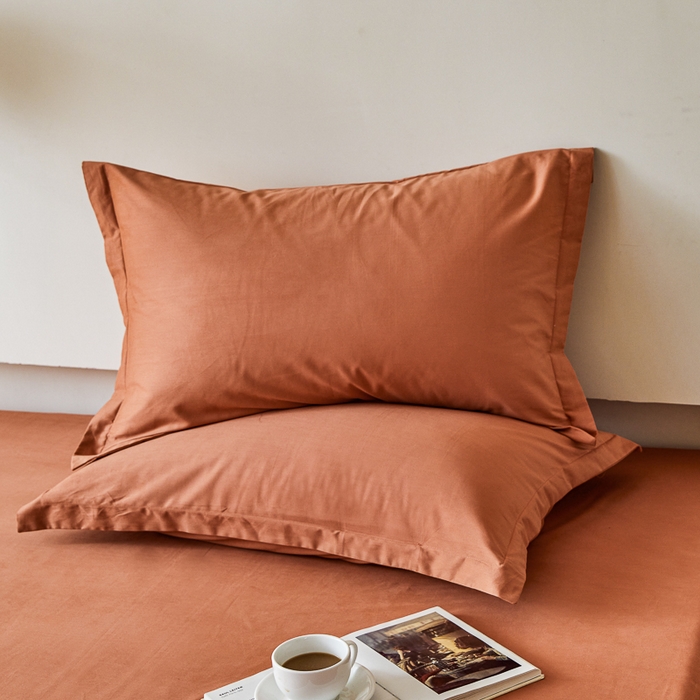 91家纺网 家纺一手货源 找家纺 怡家居 2023新款全棉100支磨毛纯色单品枕套 晚霞红