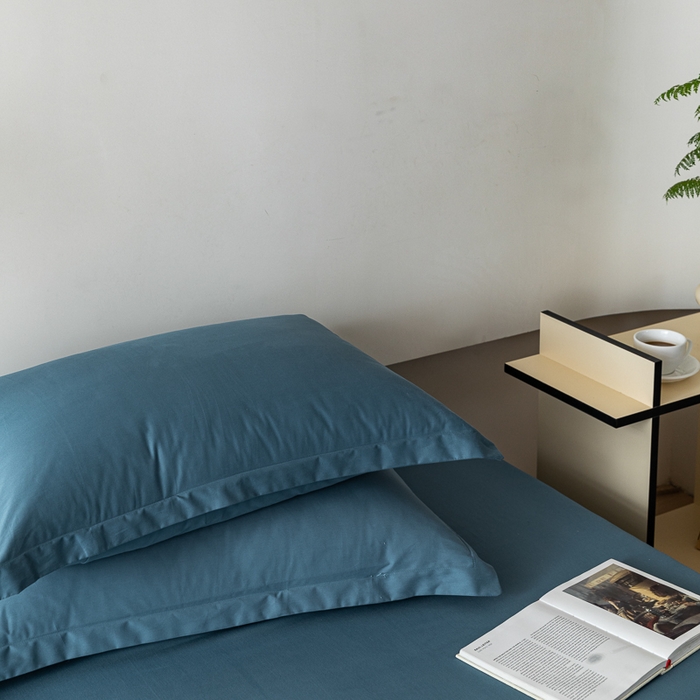 91家纺网 家纺一手货源 找家纺 怡家居 2023新款全棉100支磨毛纯色单品枕套 宾利蓝